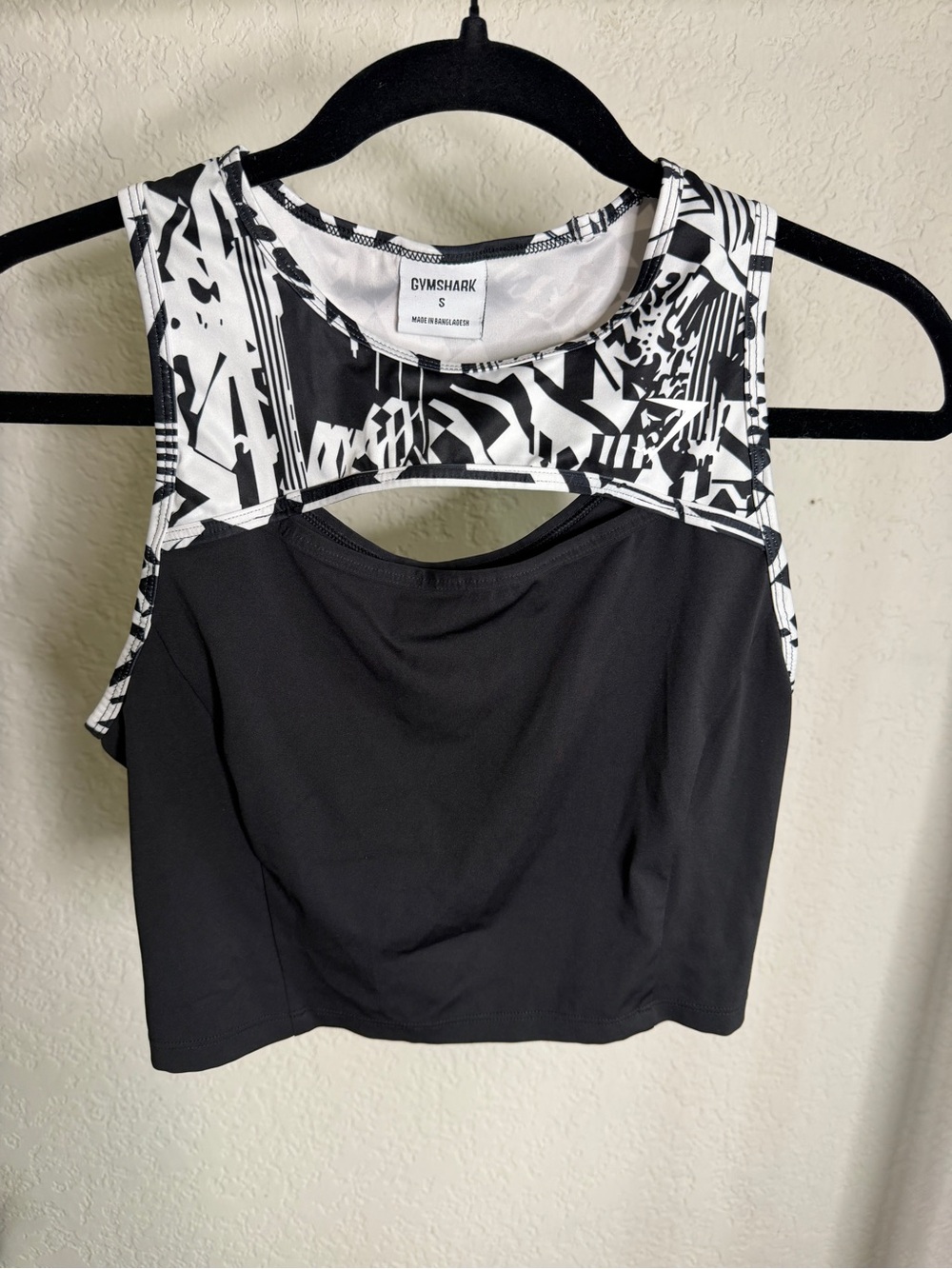 Gymshark Black Tank with Black-and-White Graphic Yoke